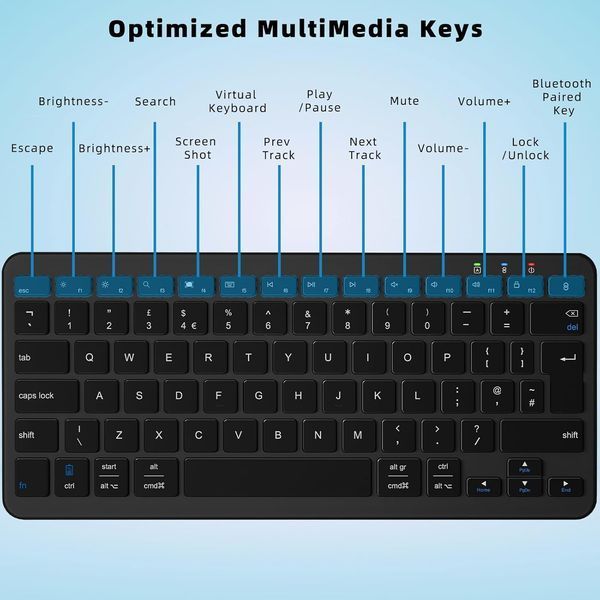 Сверхтонкая беспроводная клавиатура Qulose Bluetooth, черная 241 фото