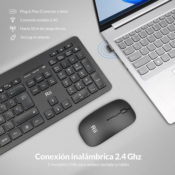 Клавіатура та миша Rii RK106 Pack 1600DPI 2.4G бездротова 232 фото