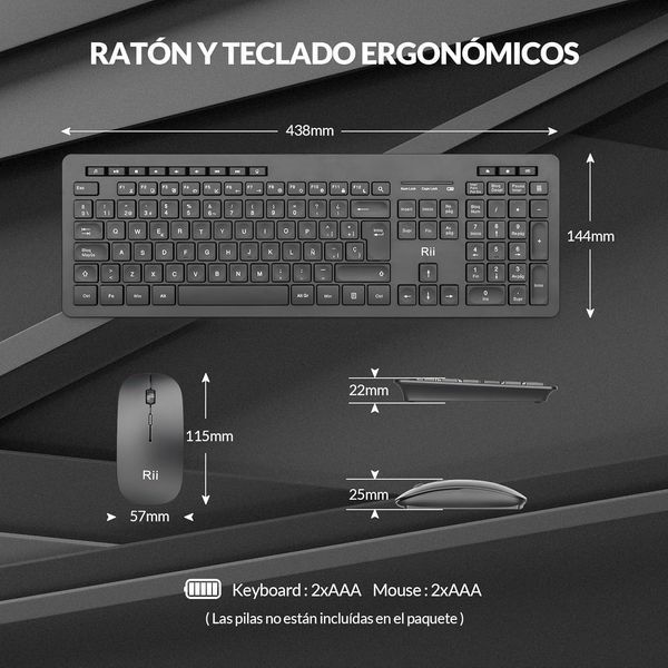 Клавіатура та миша Rii RK106 Pack 1600DPI 2.4G бездротова 232 фото