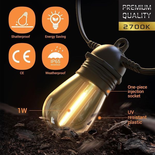 Светодиодные гирлянды Quntis 16 м IP65 для улицы 015 фото