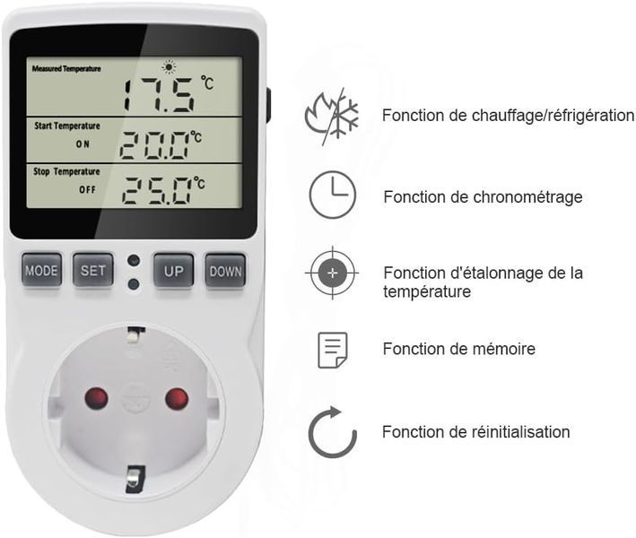 Цифровий термостат KT3100 з розеткою 230V 16A 558-О фото