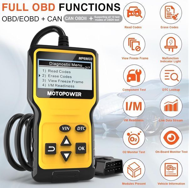 Автомобильный сканер OBD2 MOTOPOWER MP69033 324 фото