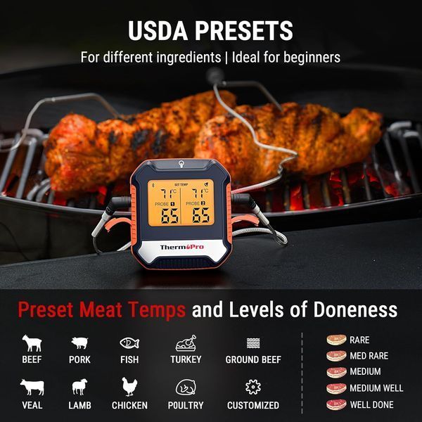 Цифровий бездротовий термометр для м'яса ThermoPro TP904 343 фото