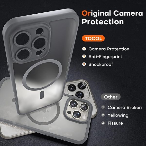 Чохол TOCOL Magnetic для iPhone 16 Pro, в комплекті 2 стікла, сірий 174 фото