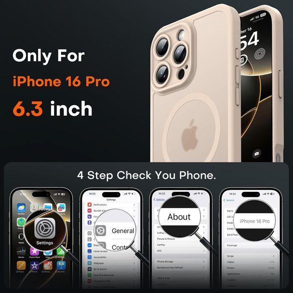 Чохол TOCOL Magnetic для iPhone 16 Pro, в комплекті 2 стікла, пустельний 174-2 фото