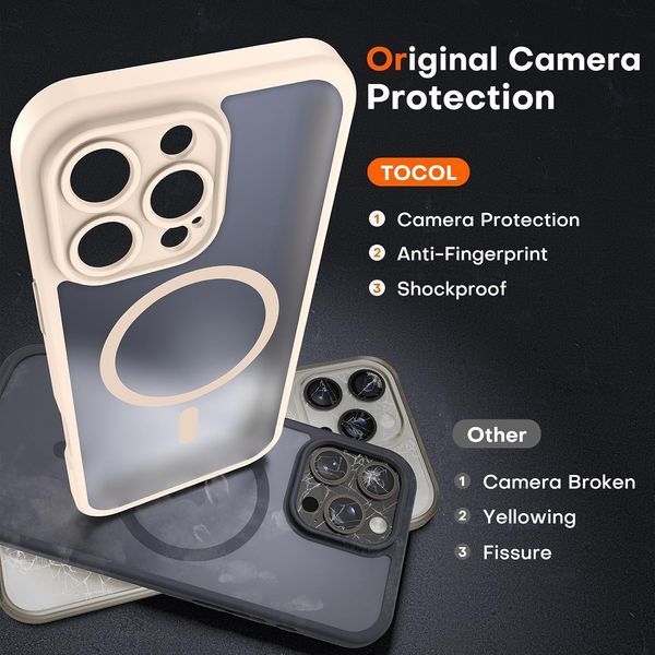 Чохол TOCOL Magnetic для iPhone 16 Pro, в комплекті 2 стікла, пустельний 174-2 фото