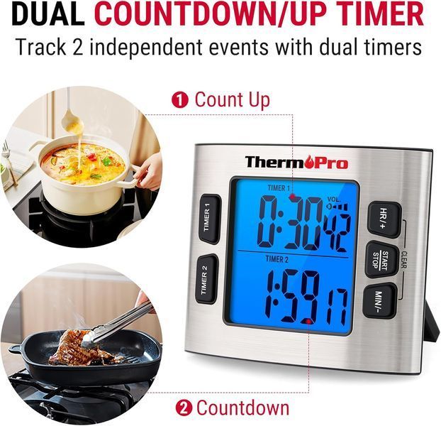Цифровий кухонний таймер ThermoPro TM02, 2шт 356 фото