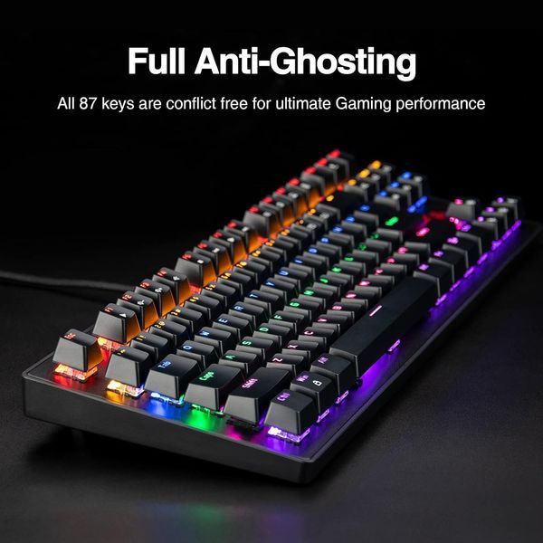 Компактна механічна ігрова клавіатура Rii RK908 з RGB-підсвічуванням 236 фото