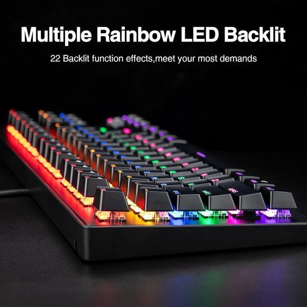 Компактна механічна ігрова клавіатура Rii RK908 з RGB-підсвічуванням 236 фото